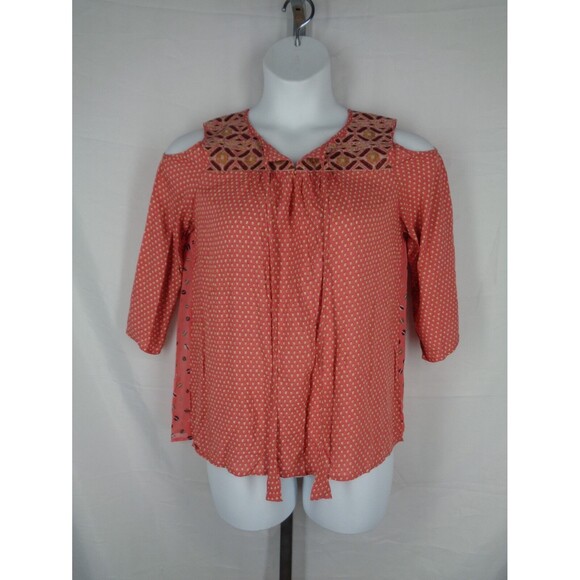 Esley Cold Shoulder Embroidered Blouse Top Medium Peasant Boho New - Picture 1 of 10